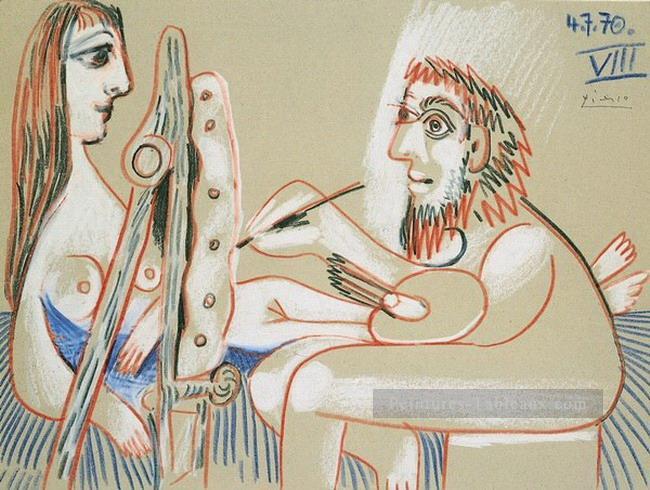 Le peintre et son modele 9 1970 cubisme Pablo Picasso Peintures à l'huile